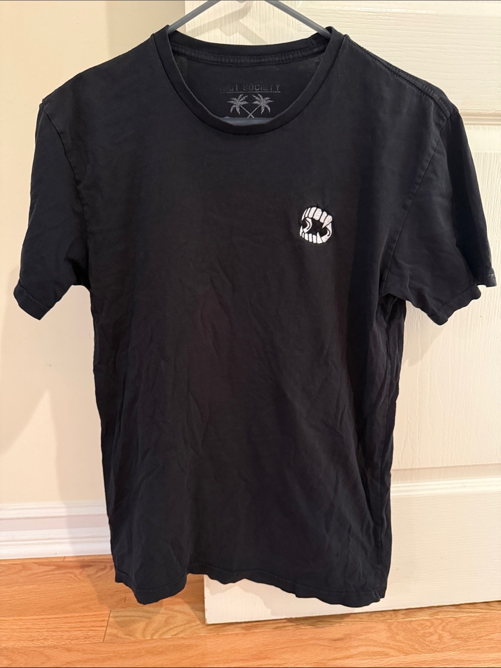 Men's Black Short Sleeve Graphic Tee with Small Chest Print